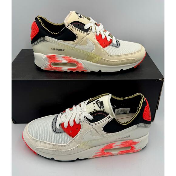 Nike Air Max 90 PRM Archetype White Crimson DC7856-100 Men's Size 9 # 421 - Picture 4 of 7